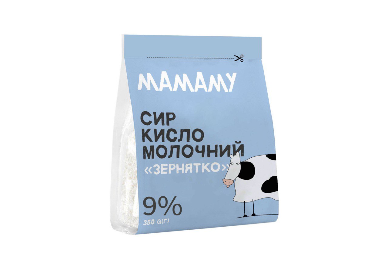 Сир кисломолочний, 9%, 350г, ТМ "МАМАМУ", пет-пакет